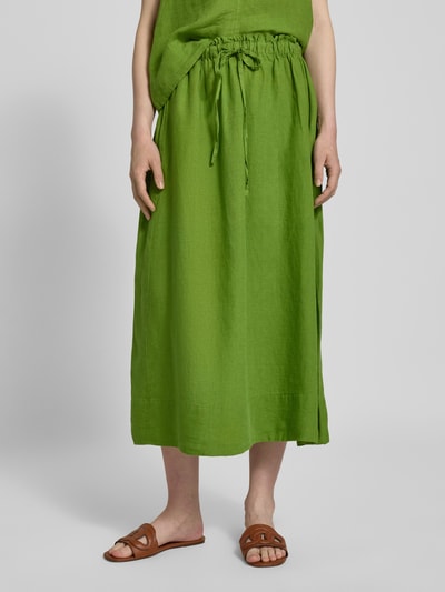 Selected Femme Uitlopende midirok van puur linnen, model 'LINNA' Grasgroen - 4