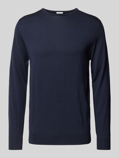 Profuomo Gebreide pullover met ribboorden Marineblauw - 2