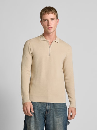 Only & Sons Regular Fit Strickpullover aus Baumwoll-Mix Modell 'PHIL' Beige 4