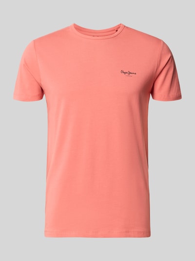 Produktfoto, Slim Fit T-Shirt aus Baumwoll-Mix Modell 'ORIGINAL BASIC 3N' von Pepe Jeans in Optik: Unifarben, Kurzarm, Label-Print