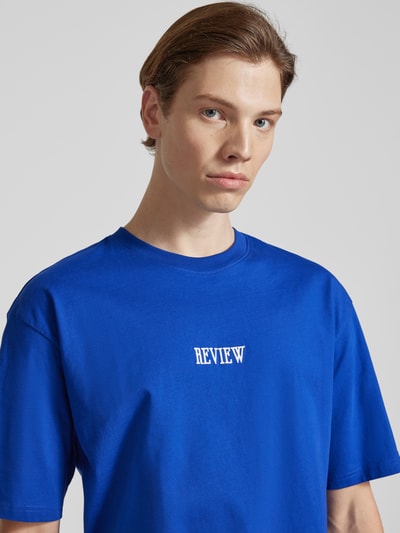 REVIEW T-shirt met labelstitching Koningsblauw - 3