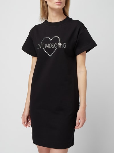 Love Moschino Jerseykleid mit Logo aus Ziersteinen Black 4