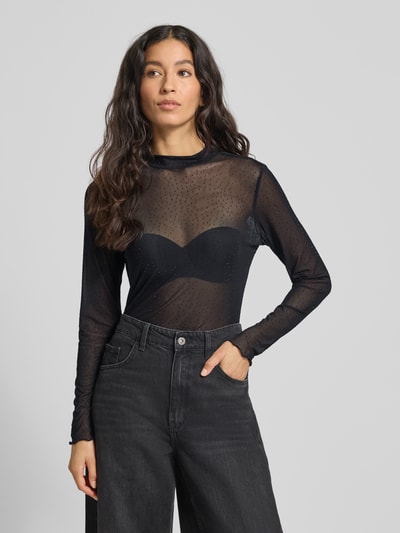 FREE/QUENT Longsleeve in semitransparentem Design Modell 'ISKA' Black 4