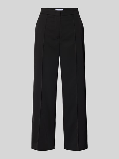 Produktfoto, schwarze Culotte mit Längsnähten Modell 'PALINA' von Raffaello Rossi, weites Bein, verkürzte Passform, glatte Textur