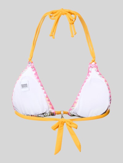 Produktfoto, Bikini-Oberteil in Triangel-Optik Modell 'Tortuga' von Banana Moon, floraler Allover-Print, elastischer Material-Mix, bunte Farben