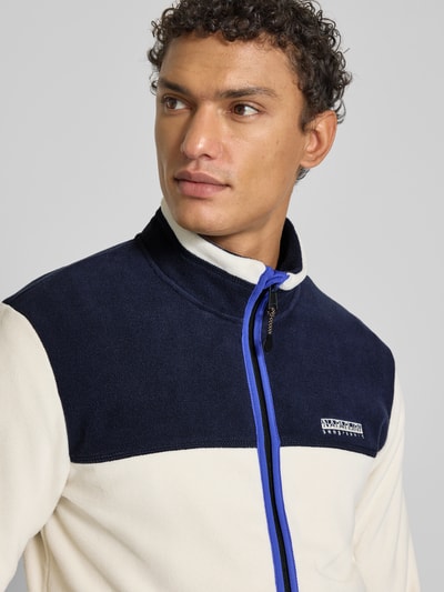 Napapijri Bluza rozpinana z nadrukiem z logo Złamany biały 3