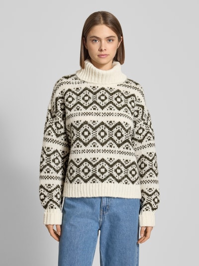 Only Regular fit coltrui met all-over motief, model 'CARIN' Ecru - 4