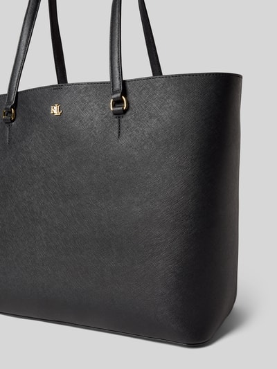 Lauren Ralph Lauren Tote bag van runderleer met labelapplicatie, model 'KARLY' Zwart - 3