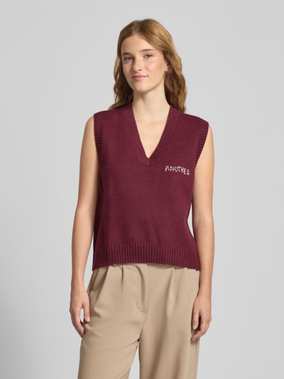 ANOTHER COTTON LAB Bezrękawnik z wyhaftowanym logo Ciemnoczerwony 4