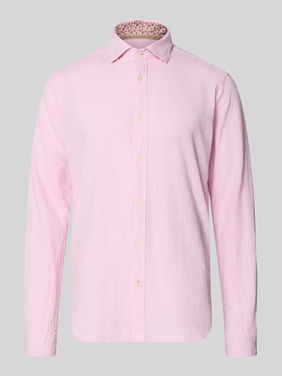 FIL NOIR Regular Fit Business-Hemd aus Leinen-Baumwoll-Mix Modell 'ROMA' Rosa 2