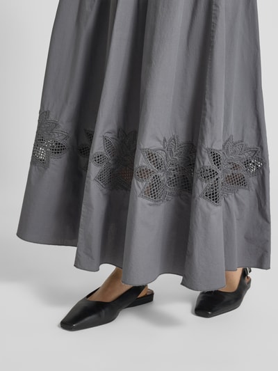 Luisa Cerano Długa spódnica z obszyciem koronką Grafitowy 3