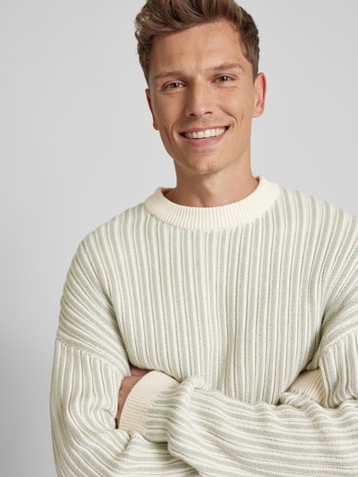 JAKE*S STUDIO MEN Sweter z dzianiny z okrągłym dekoltem Trzcinowy 3