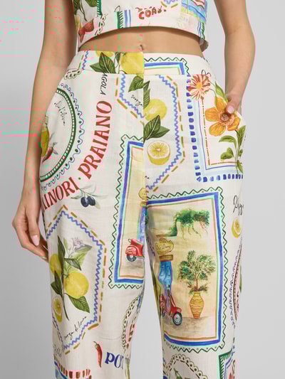 Forever New Stoffen broek van een mix van linnen en viscose in all-over look Wit - 3