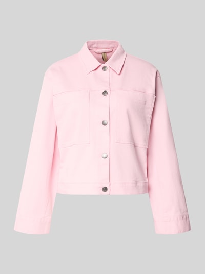 Productfoto, Regular Fit Jacke mit borstzakken model 'Bess' van Soyaconcept in lichtroze, elastische katoenmix, omlegkraag, knoopsluiting, zachte textuur