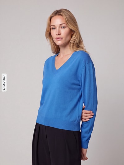 Jake*s Casual Pullover mit V-Ausschnitt Royal 4