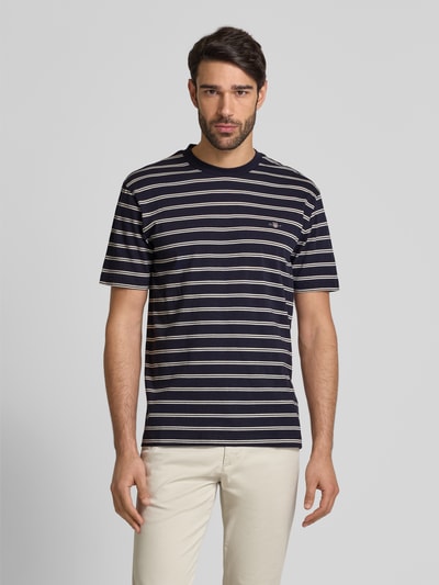 Gant T-Shirt mit Label-Stitching Marine 4