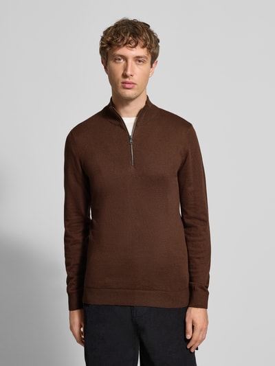 Blend Troyer aus Baumwoll-Mix in Strick-Optik Mittelbraun 4