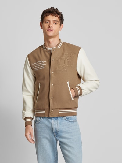 Replay Collegejack met labelstitching, model 'Varcity' Beige - 4