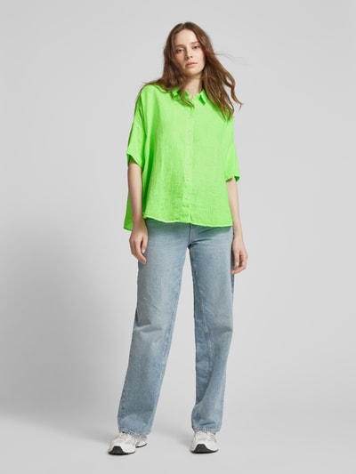 Emily Van den Bergh Linnen blouse in effen design Neon groen - 1