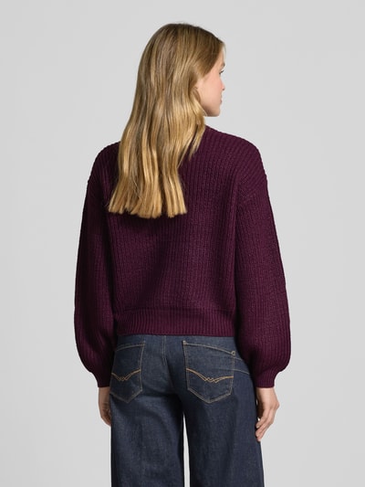 Vero Moda Relaxed fit gebreid jack met enkele knoopsluiting, model 'LEA' Bordeaux - 5
