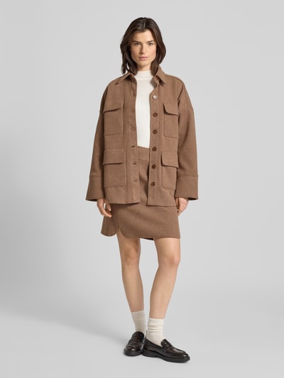 Christian Berg Woman Knielange rok met brede band Cognac - 1