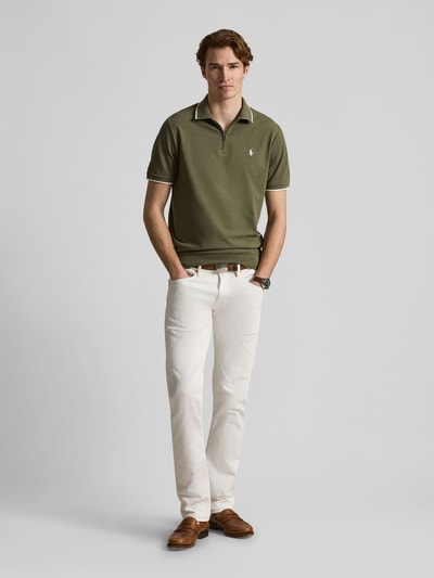 Polo Ralph Lauren Regular Fit Poloshirt aus Baumwoll-Mix mit Reißverschluss Oliv 1