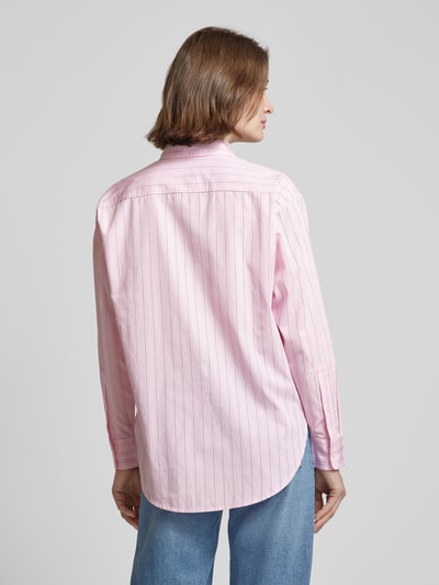 Lauren Ralph Lauren Bluzka koszulowa z bawełny woskowanej ze wzorem w paski Mocnoróżowy 5