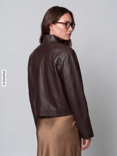 Jake*s Casual Regular Fit Lederjacke aus reinem Lammnappa Dunkelbraun 5