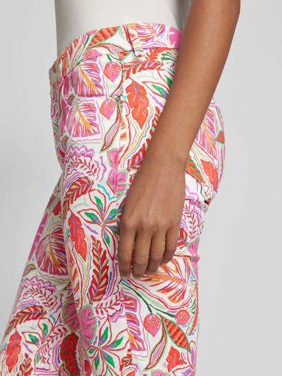 Gardeur Slim Fit Hose mit floralem Allover-Print Modell 'ZURI' Pink 3