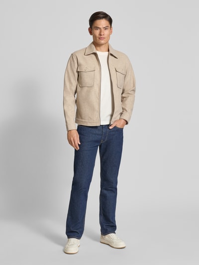 MCNEAL Regular Fit Hemdjacke mit Kentkragen Sand Melange 1