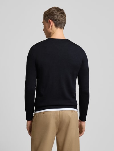 JOOP! Collection Sweter z dzianiny z prążkowanymi wykończeniami model ‘Denny’ Granatowy 5