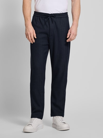 Les Deux Stoffen broek met elastische band Marineblauw gemêleerd - 4