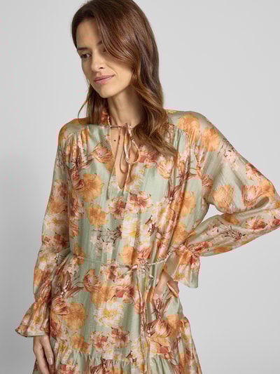 Christian Berg Cocktail Knielange cocktailjurk met strikceintuur Lindegroen gemêleerd - 3