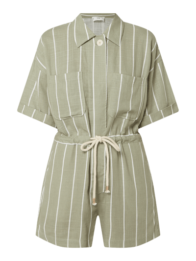 Mango Playsuit aus Viskose-Leinen-Mix Modell 'Fani' Oliv 2