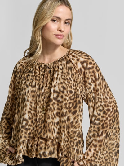 MICHAEL Michael Kors Regular fit blouse in all-over look met vetersluiting Camel - 3