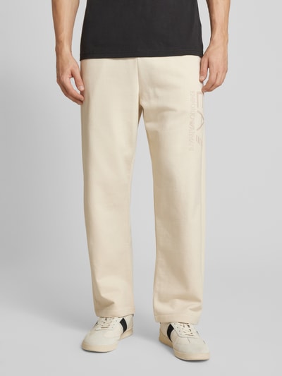 EA7 Emporio Armani Baggy fit sweatpants met labelprint Offwhite - 4