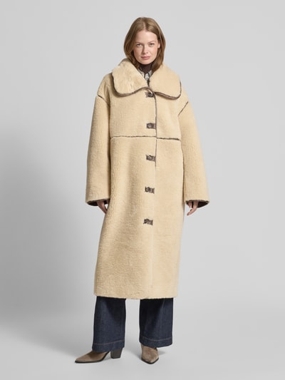 WITHBLACK Lange jas met imitatiebont Zand - 4