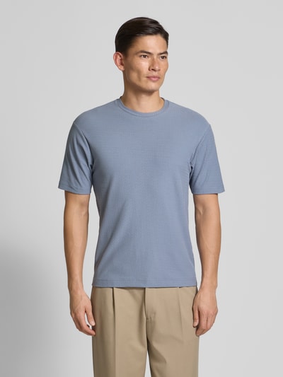 DRYKORN T-Shirt mit geripptem Rundhalsausschnitt Modell 'GILBERD' Blau 4