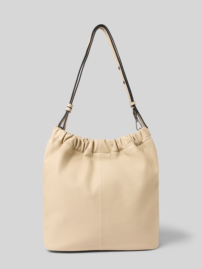 Produktfoto, kremowa Hobo Bag mit Logo-Prägung Modell 'CLOUD' von LIEBESKIND BERLIN, gładka faktura, szerokość w rozmiarze 1: 32 cm, długość 35 cm, głębokość 14 cm, długość paska na ramię 62 cm