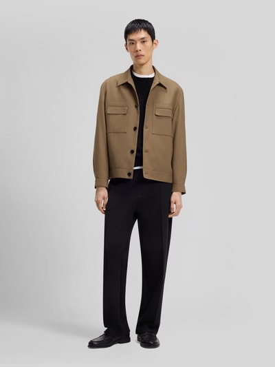 HUGO Slim Fit Hemdjacke aus Twill Modell 'JULIANO243F1' Beige 1