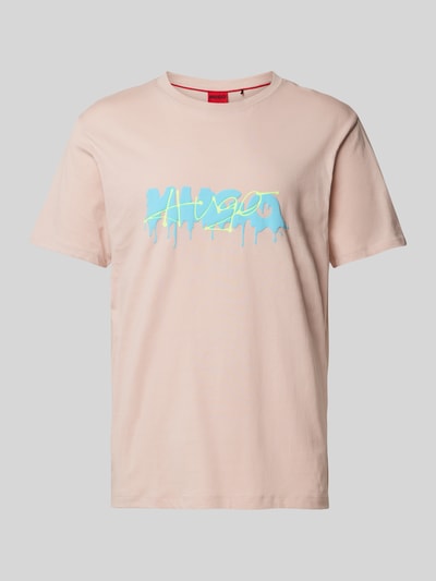 HUGO T-shirt met labelprint, model 'Dacation' Rosé - 2