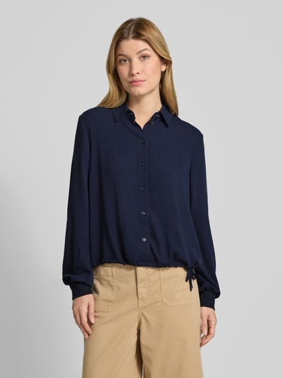 Marc Cain Regular fit blouse met koord Marineblauw - 4