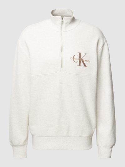 Calvin Klein Jeans Gebreide pullover met labeldetails Offwhite gemêleerd - 2