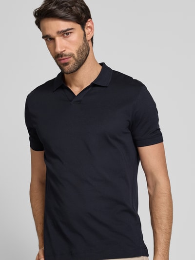 Strellson Poloshirt met ribboorden, model 'Clark' Donkerblauw - 3