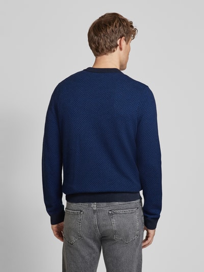 BOSS Gebreide pullover met ribboorden, model 'Eltoro' Marineblauw - 5