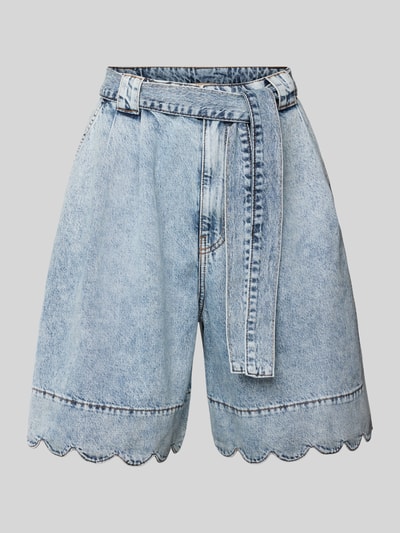 Stella Nova Baggy Fit Jeansshorts mit Bindegürtel Hellgrau 2