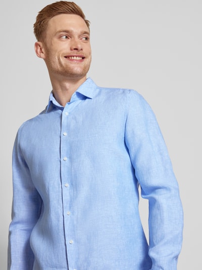 SEIDENSTICKER Slim Fit Leinenhemd mit Kentkragen Bleu 3