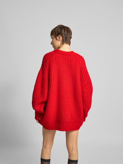 ROTATE Oversized Pullover mit Label-Print Dunkelrot 5