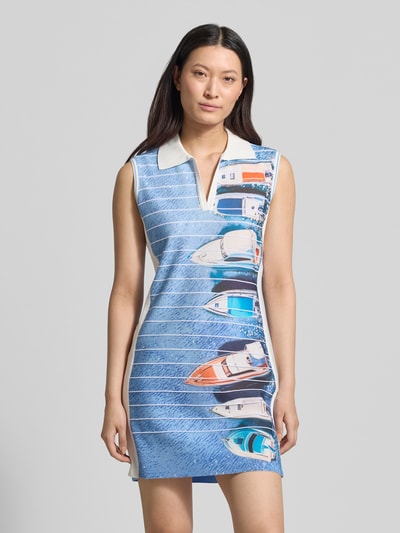 Marc Cain Knielanges Polokleid mit V-Ausschnitt Sky 4