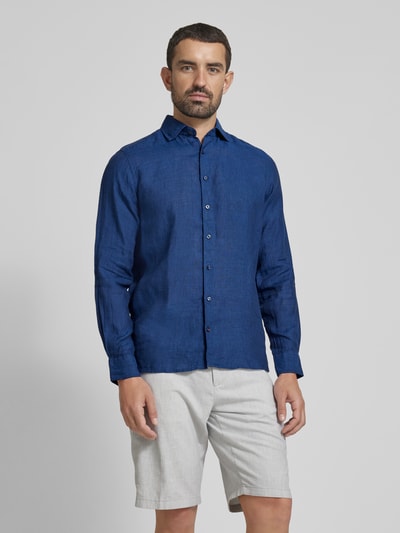 Cinque Regular fit vrijetijdsoverhemd van linnen, model 'Steven' Donkerblauw - 4